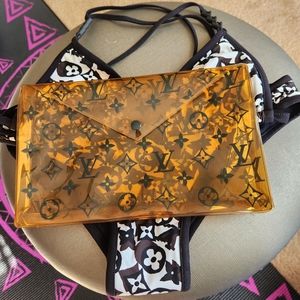 Louis Vuitton black and white monogram bikini, pouch included!